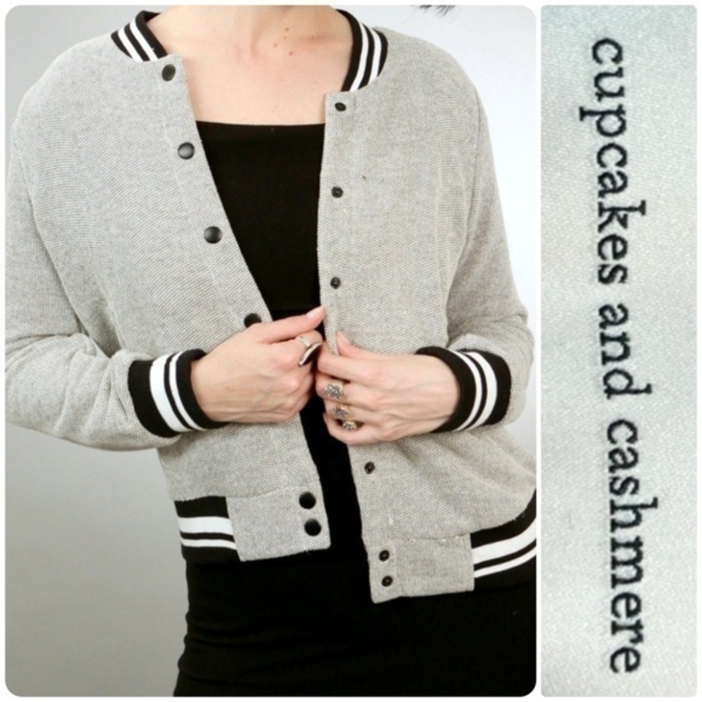 cupcakes & cashmere Varsity Sweater Jacket. Pockets.